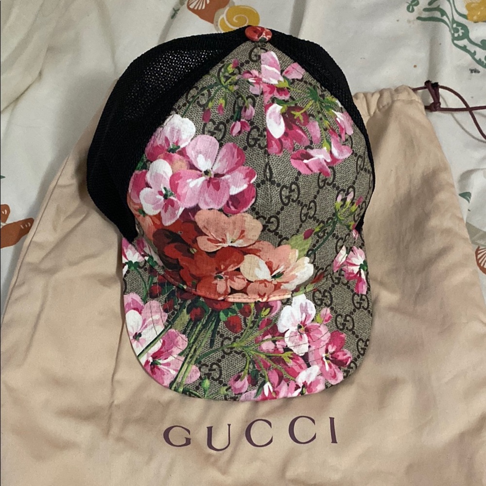 Gucci Black and Pink Floral Hat